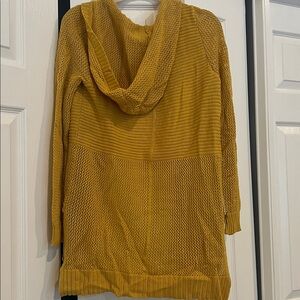 Marbled Mustard Yellow Hooded Cardigan